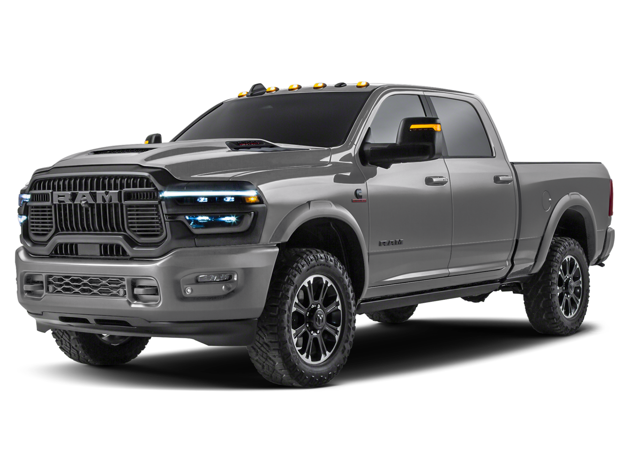 2026 RAM 2500 Rebel in Ceramic Gray Clear-Coat Exterior Paint — front three-quarter view