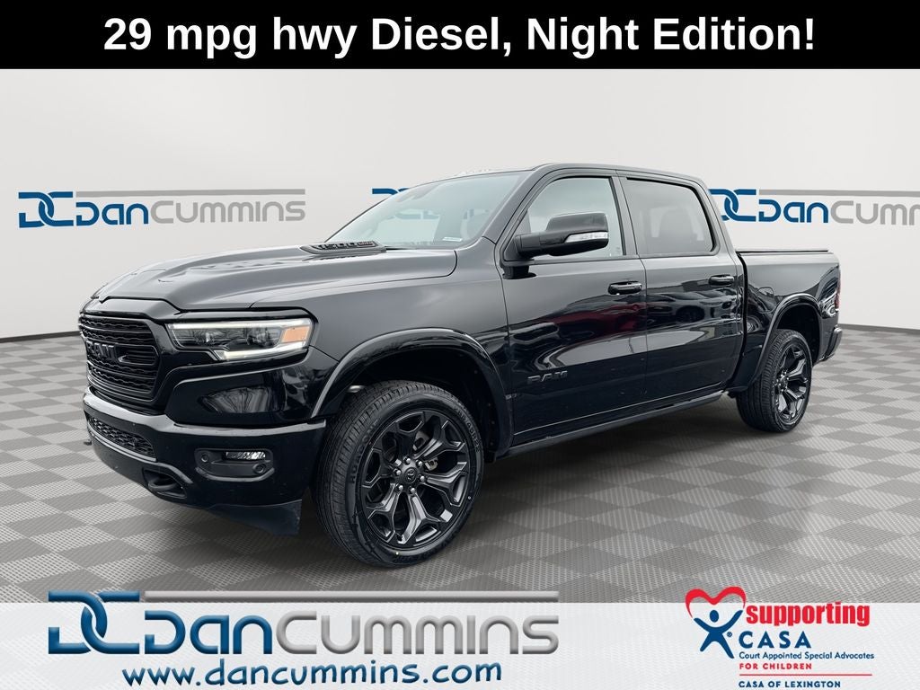 2021 RAM 1500 Limited in Diamond Black Crystal Pearlcoat — front three-quarter view