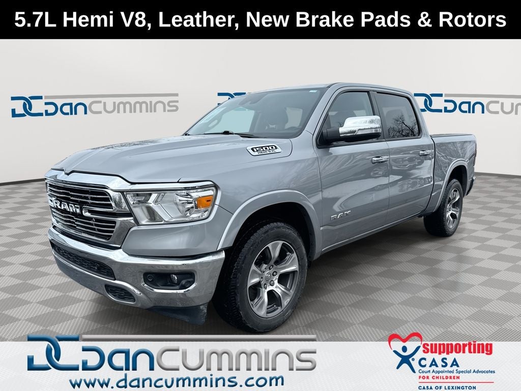 2022 RAM 1500 Laramie in Billet Silver Metallic Clearcoat — front three-quarter view