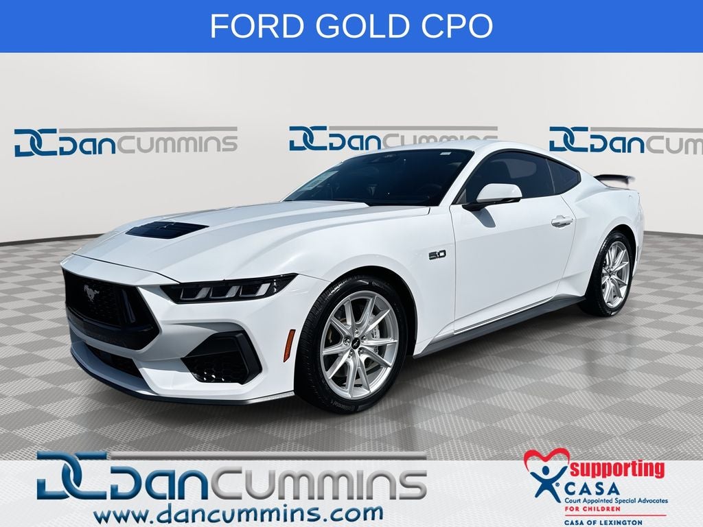 2024 Ford Mustang GT Premium in Oxford White — front three-quarter view