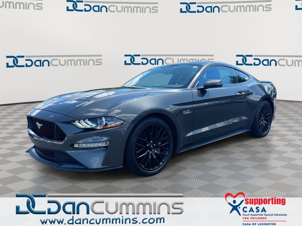 2018 Ford Mustang GT Premium in Magnetic — front three-quarter view