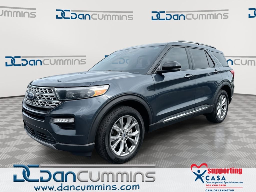 2024 Ford Explorer Limited in Blue Metallic — front three-quarter view