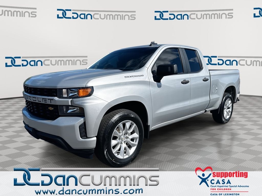 2021 Chevrolet Silverado 1500 Custom in Silver Ice Metallic — front three-quarter view