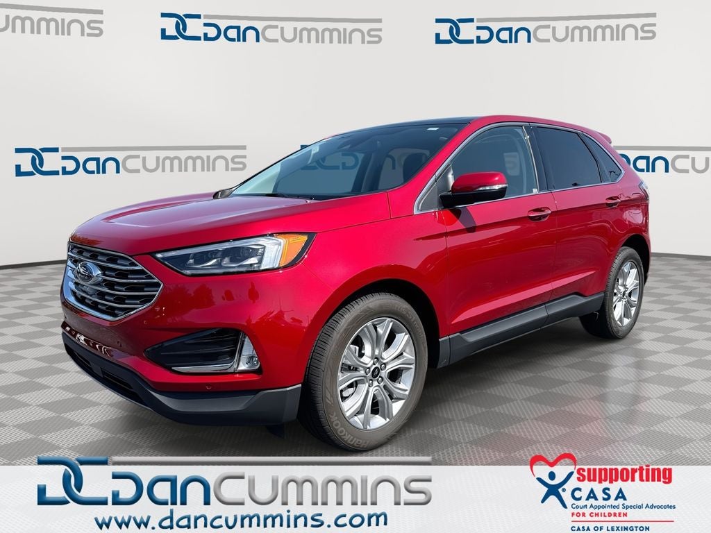 2023 Ford Edge Titanium in Red Metallic — front three-quarter view