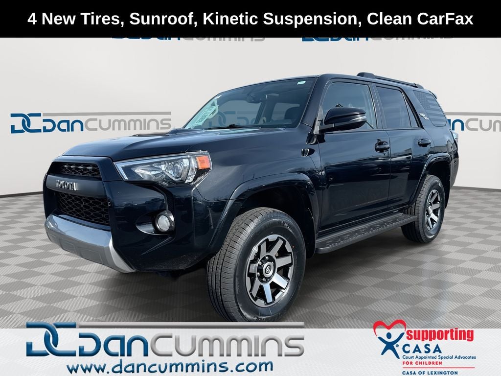 2019 Toyota 4Runner TRD Off-Road Premium in Midnight Black Metallic — front three-quarter view