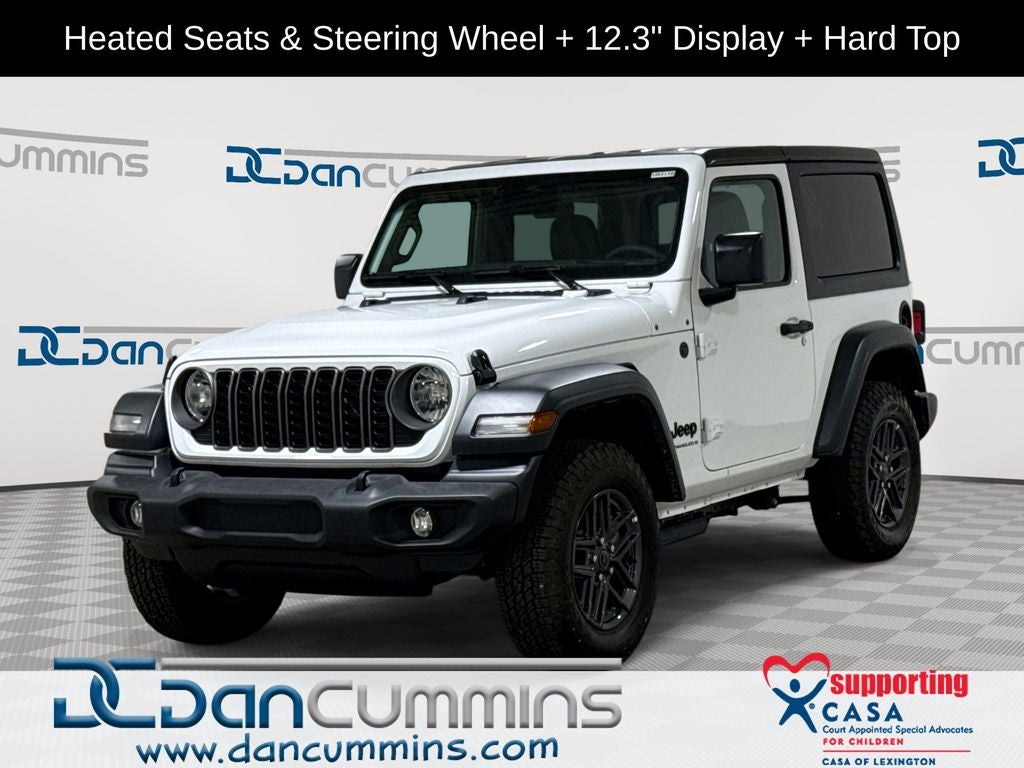 2026 Jeep Wrangler Sport S in Bright White Clear-Coat Exterior Paint — front three-quarter view