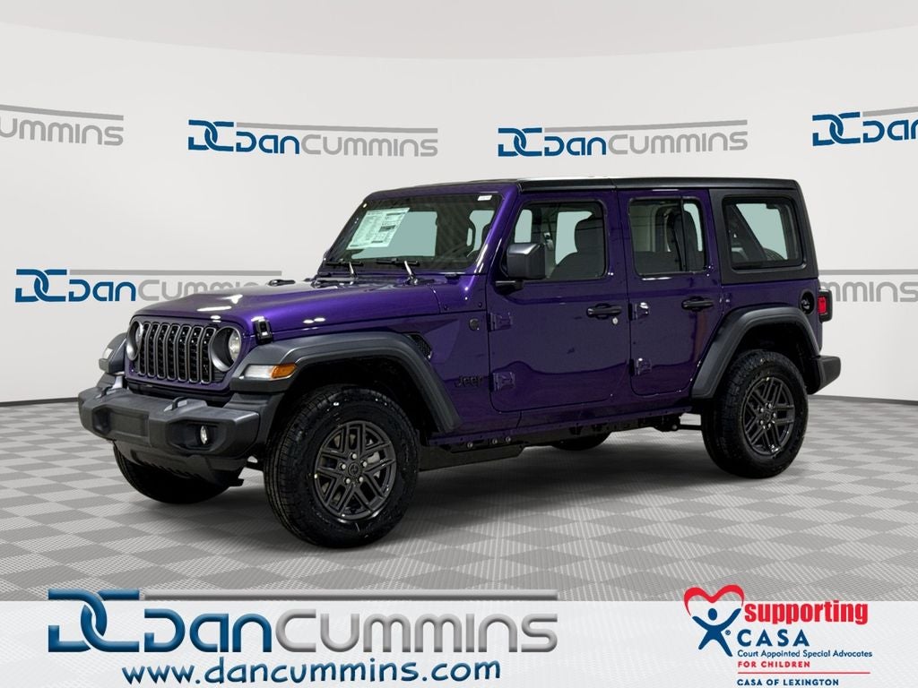 2026 Jeep Wrangler Sport in Reign Exterior Paint — front three-quarter view
