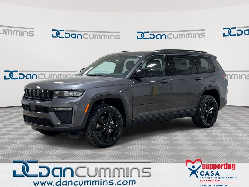 2026 Jeep Grand Cherokee L Limited in Baltic Gray Metallic Clear-Coat Exterior Paint — front three-quarter view
