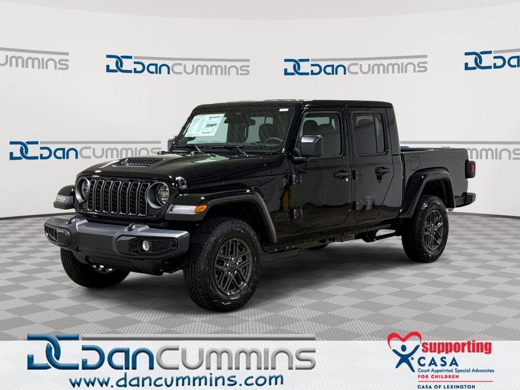 2026 Jeep Gladiator Sport S in Black Clear-Coat Exterior Paint — front three-quarter view
