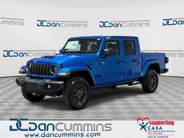 2026 Jeep Gladiator Sport S in Hydro Blue Pearl-Coat Exterior Paint — front three-quarter view