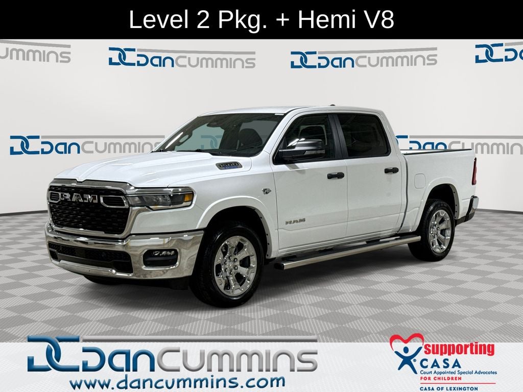 2026 RAM 1500 Big Horn/Lone Star in Bright White Clear-Coat Exterior Paint — front three-quarter view
