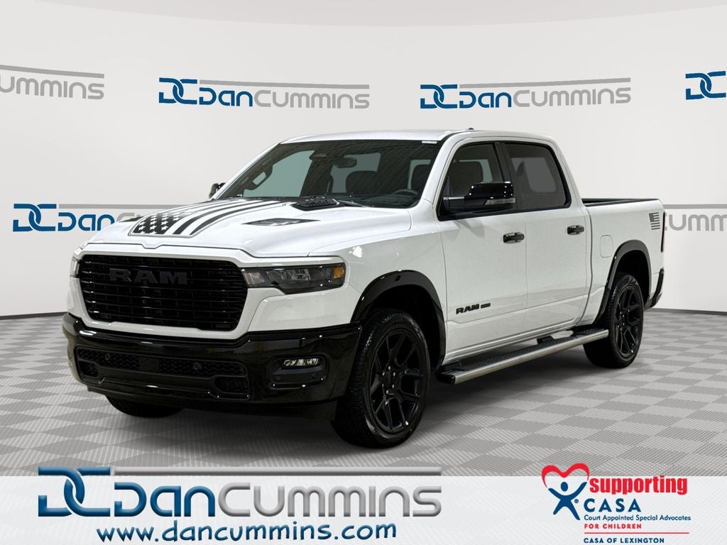2026 RAM 1500 Laramie in Bright White Clear-Coat Exterior Paint — front three-quarter view