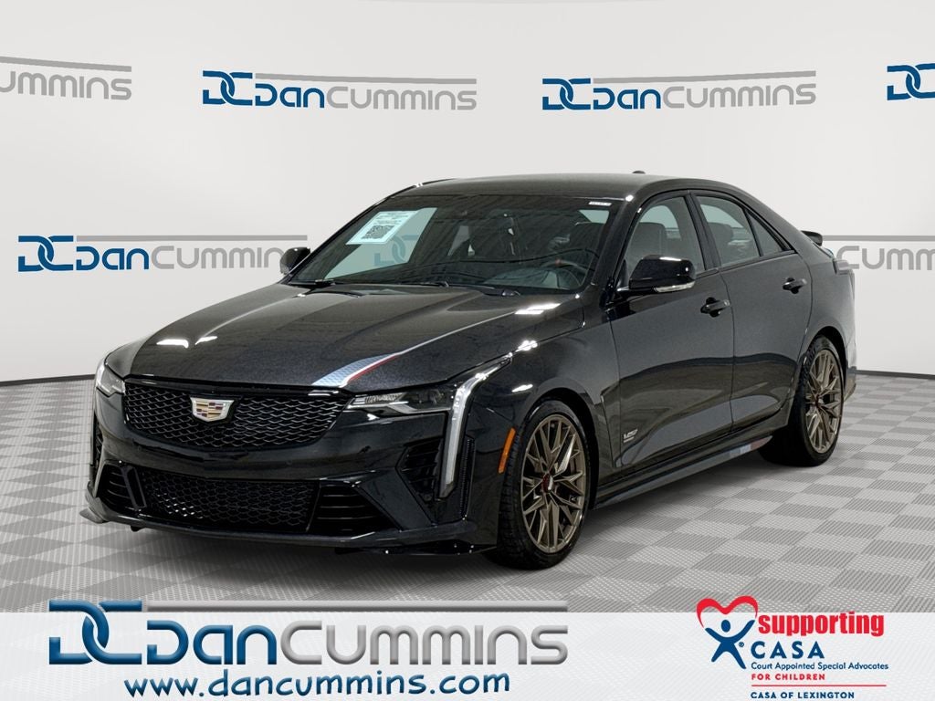 2024 Cadillac CT4 V-Series Blackwing in Black Diamond Tricoat — front three-quarter view