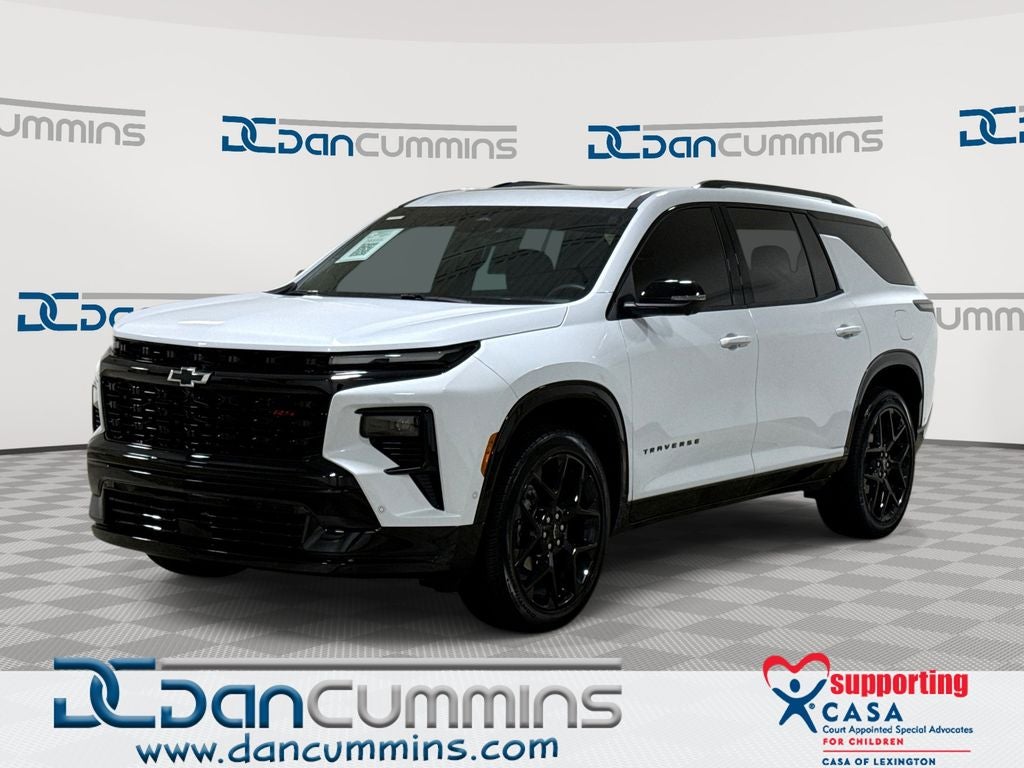 2026 Chevrolet Traverse RS in Polar White Tricoat — front three-quarter view