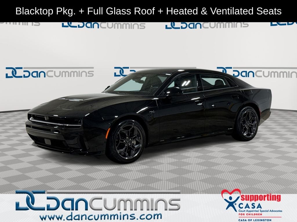 2026 Dodge Charger R/T Plus in Diamond Black Crystal Pearlcoat — front three-quarter view