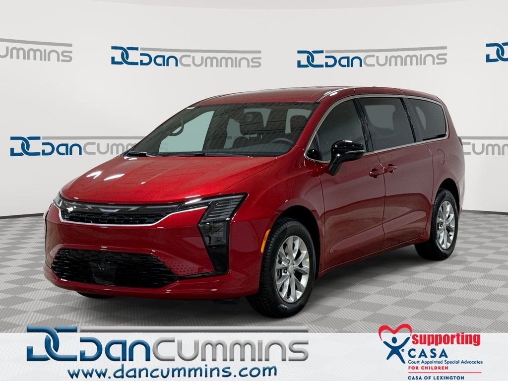 2027 Chrysler Pacifica Select in Red Hot Pearl-Coat Exterior Paint — front three-quarter view