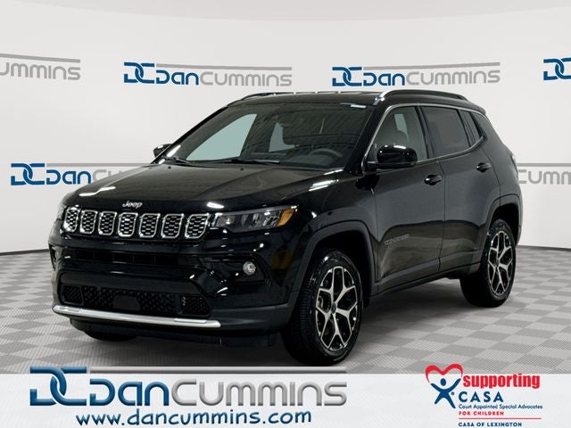 2026 Jeep Compass Limited in Diamond Black Crystal Pearl-Coat Exterior Paint — front three-quarter view
