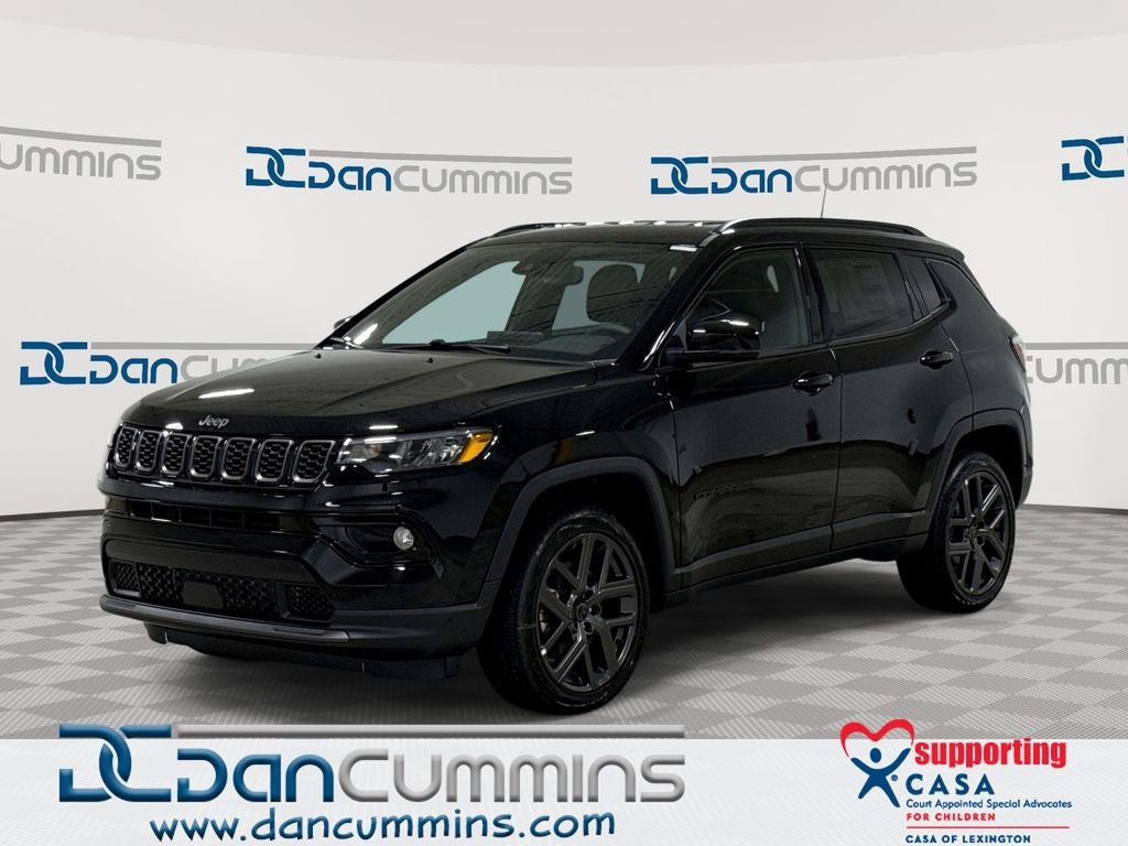 2026 Jeep Compass Limited in Diamond Black Crystal Pearl-Coat Exterior Paint — front three-quarter view