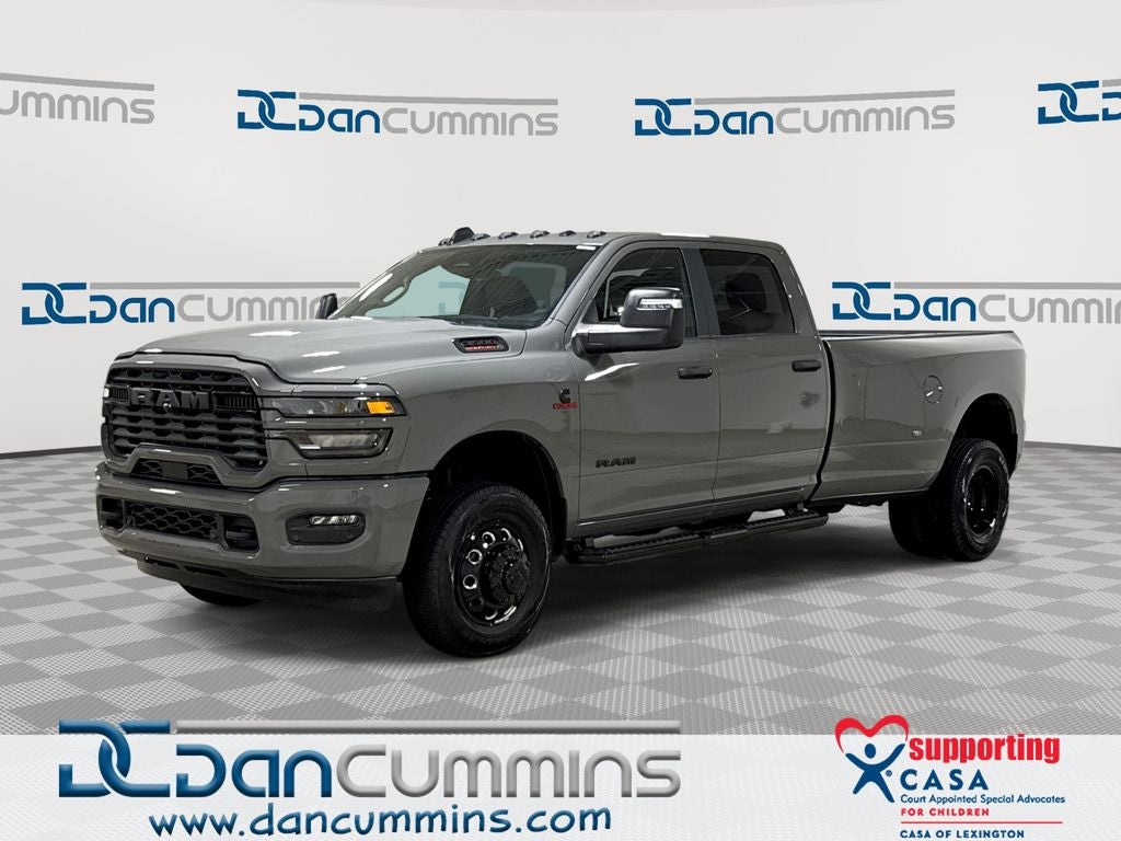 2026 RAM 3500 Big Horn in Ceramic Gray Clear-Coat Exterior Paint — front three-quarter view