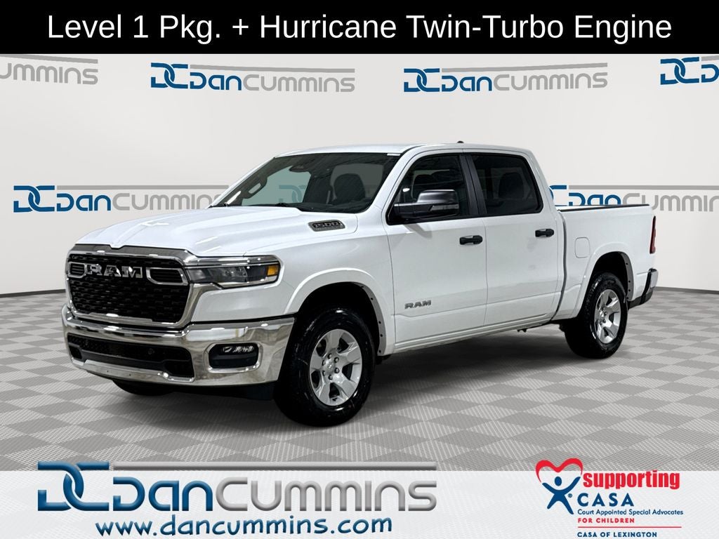 2026 RAM 1500 Big Horn/Lone Star in Bright White Clear-Coat Exterior Paint — front three-quarter view