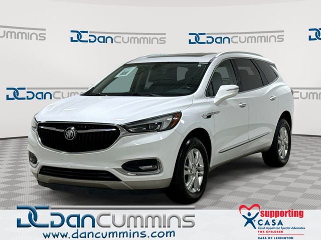 2020 Buick Enclave Essence in Summit White — front three-quarter view