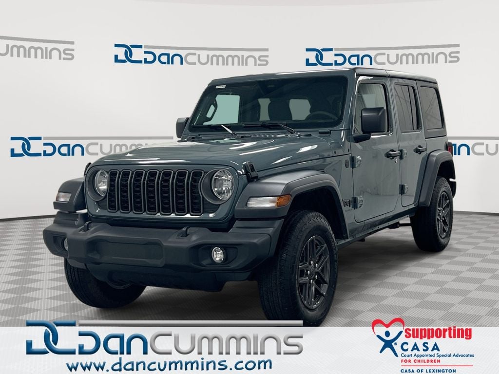 2026 Jeep Wrangler Sport S in Anvil Clear-Coat Exterior Paint — front three-quarter view