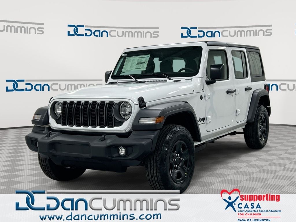 2026 Jeep Wrangler Sport in Bright White Clear-Coat Exterior Paint — front three-quarter view