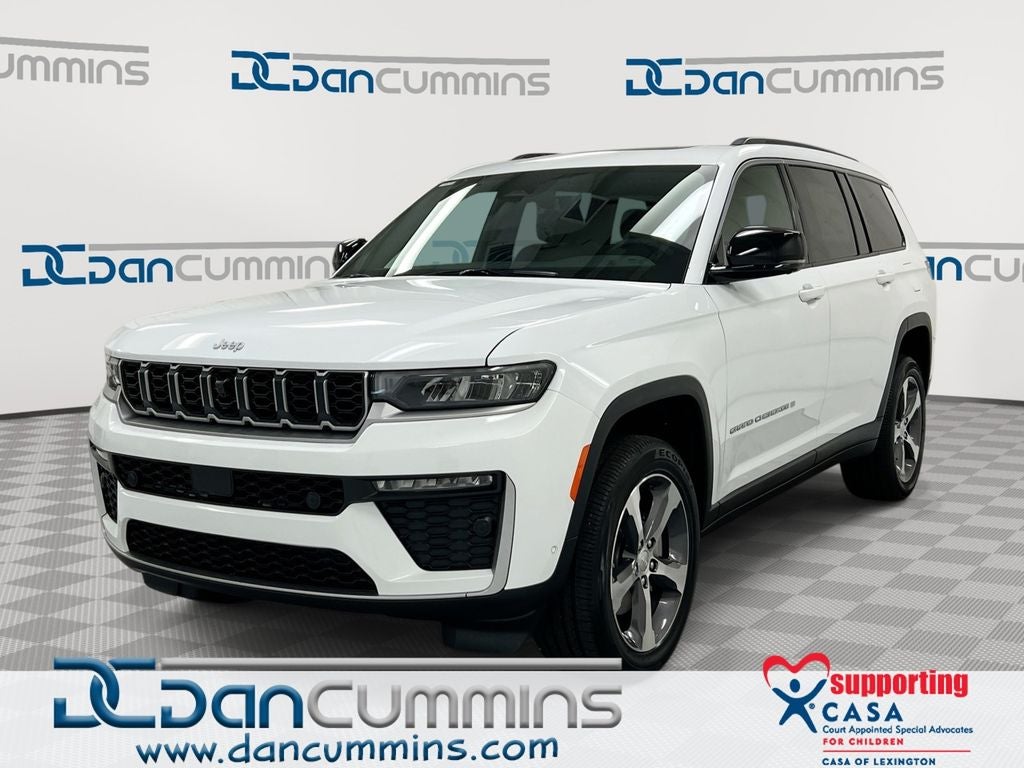 2026 Jeep Grand Cherokee L Limited in Bright White Clear-Coat Exterior Paint — front three-quarter view
