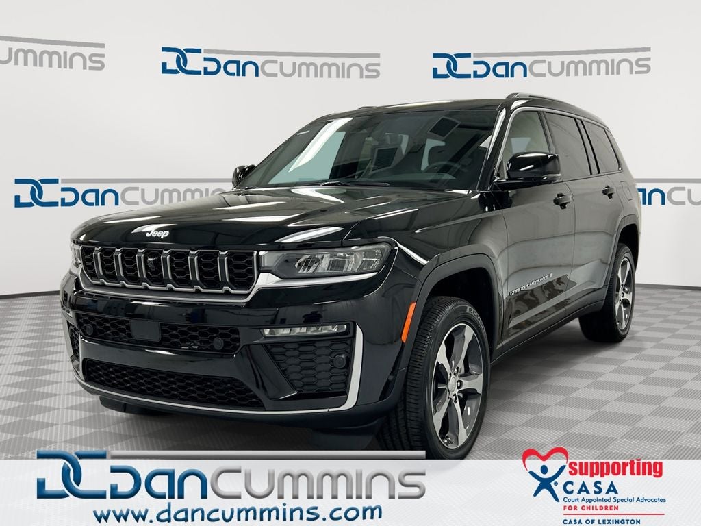 2026 Jeep Grand Cherokee L Limited in Diamond Black Crystal Pearl-Coat Exterior Paint — front three-quarter view