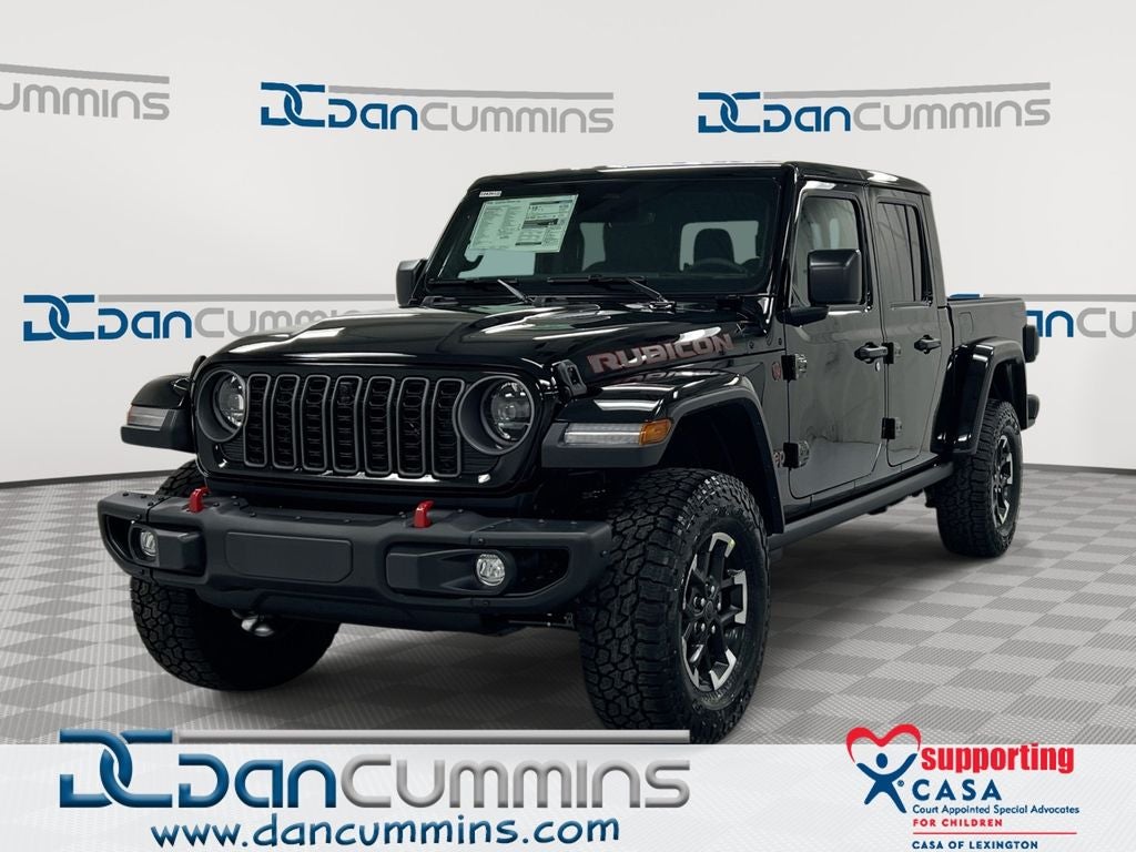 2026 Jeep Gladiator Rubicon X in Black Clear-Coat Exterior Paint — front three-quarter view