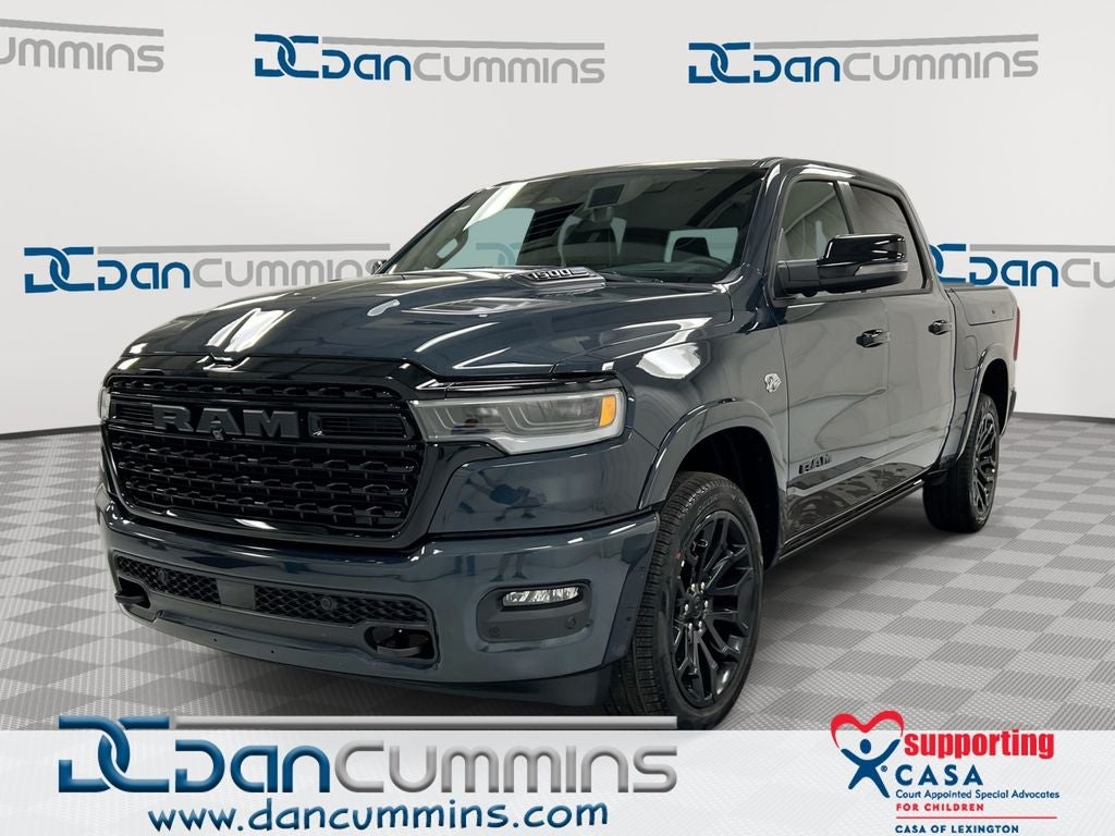 2026 RAM 1500 Limited in Forged Blue Metallic Exterior Paint — front three-quarter view