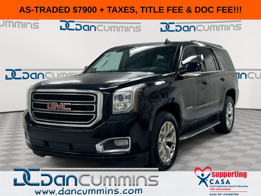 2015 GMC Yukon SLT in Onyx Black — front three-quarter view