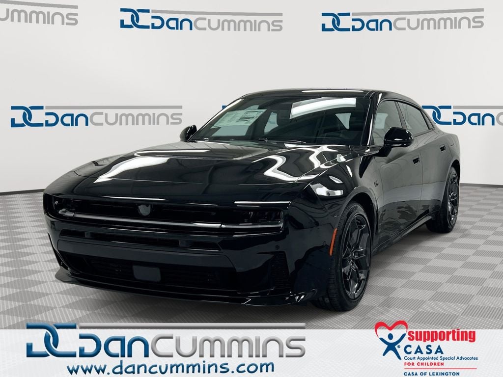 2026 Dodge Charger R/T Plus in Diamond Black Crystal Pearlcoat — front three-quarter view