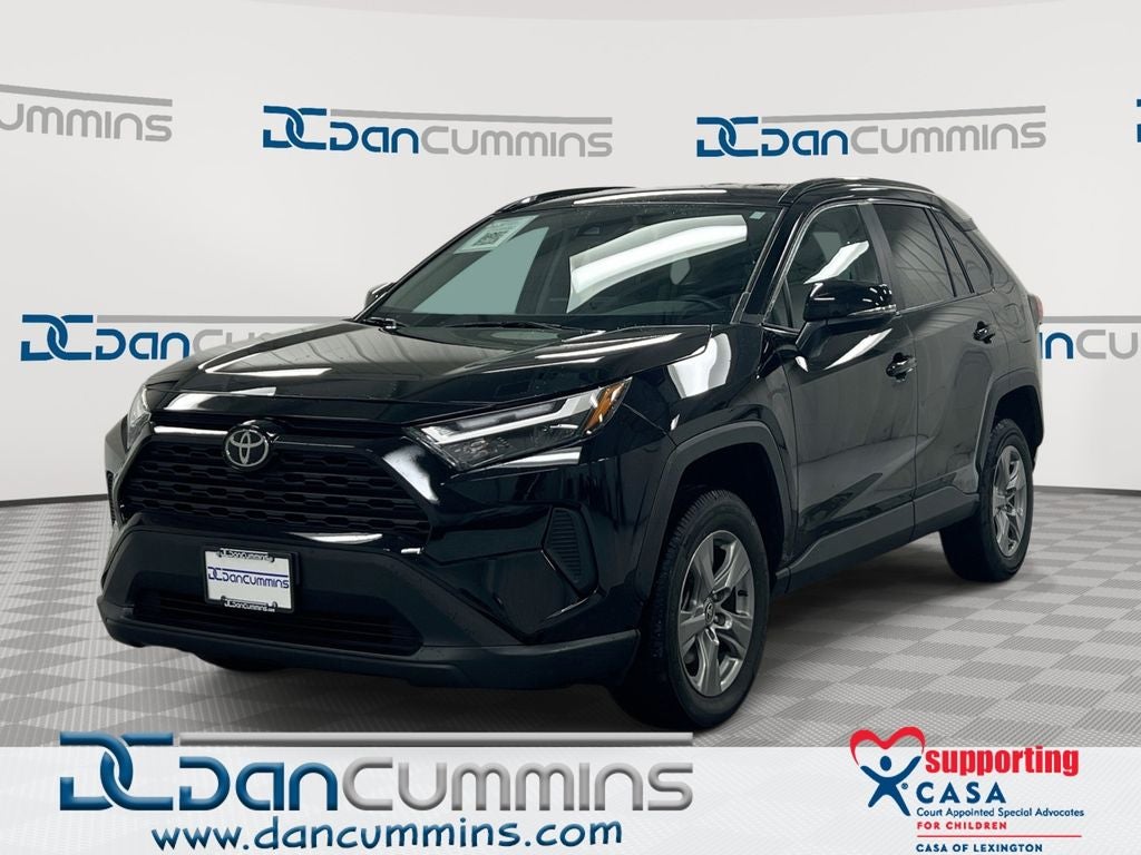 2024 Toyota RAV4 XLE in Midnight Black Metallic — front three-quarter view