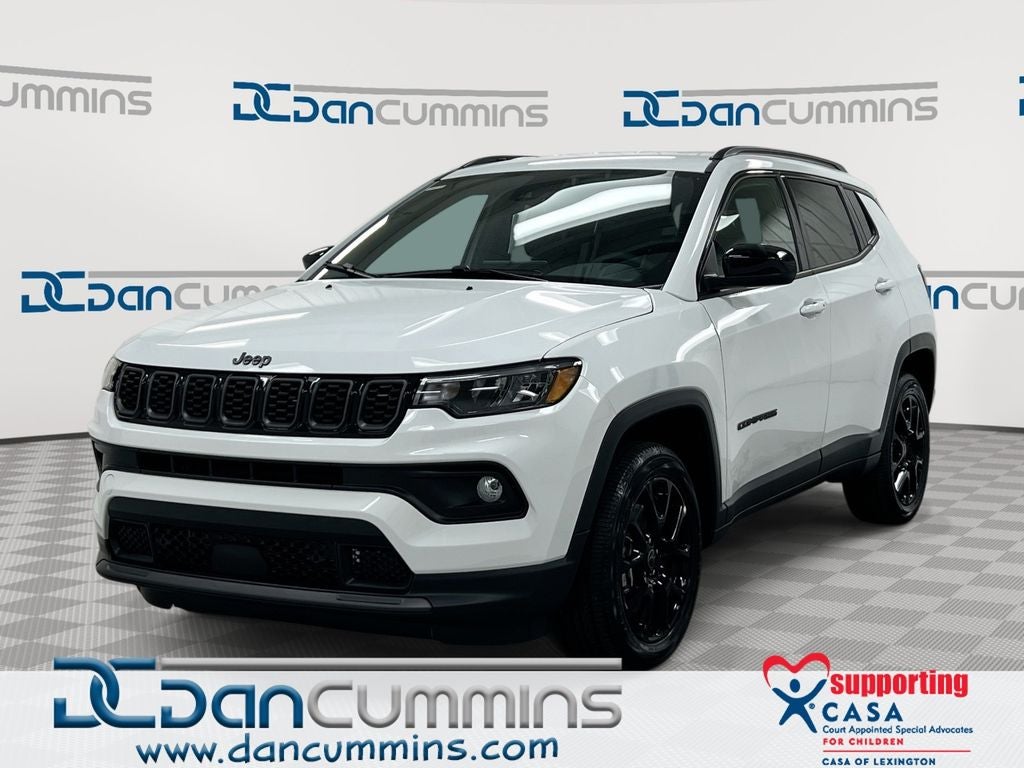 2026 Jeep Compass Latitude in Bright White Clear-Coat Exterior Paint — front three-quarter view