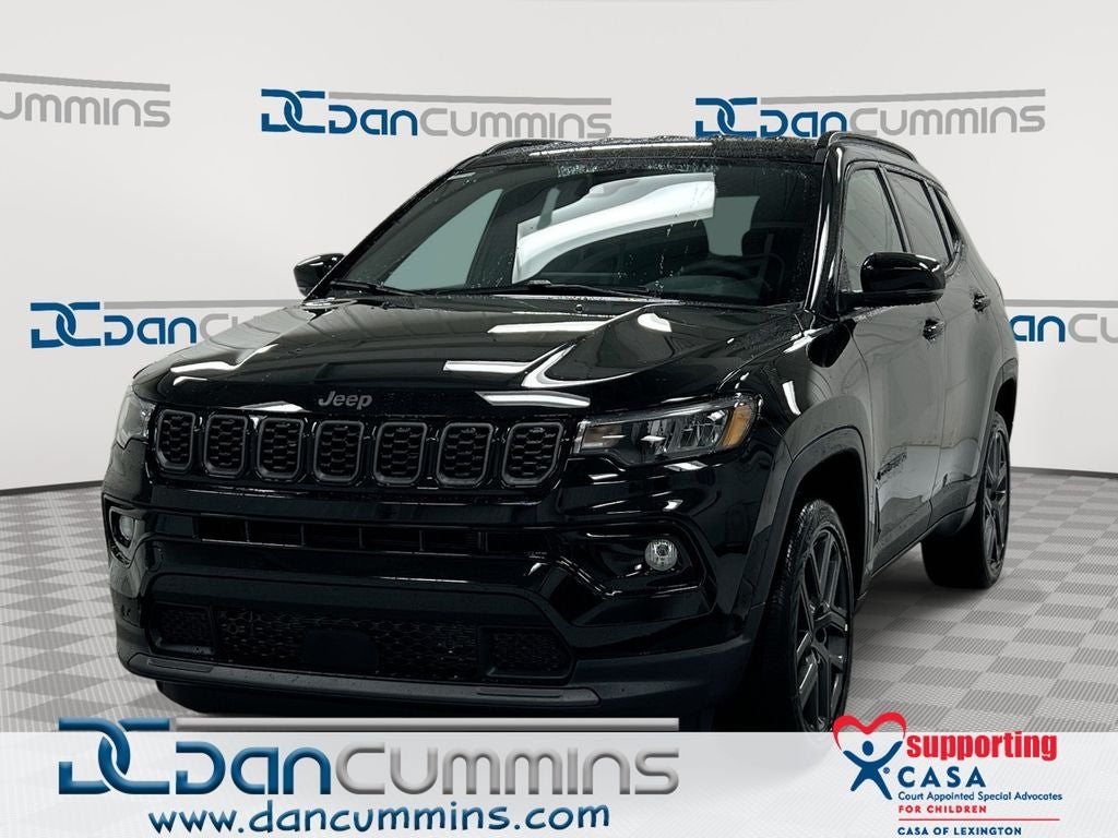 2026 Jeep Compass Limited in Diamond Black Crystal Pearl-Coat Exterior Paint — front three-quarter view