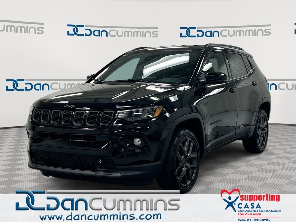2026 Jeep Compass Limited in Diamond Black Crystal Pearl-Coat Exterior Paint — front three-quarter view