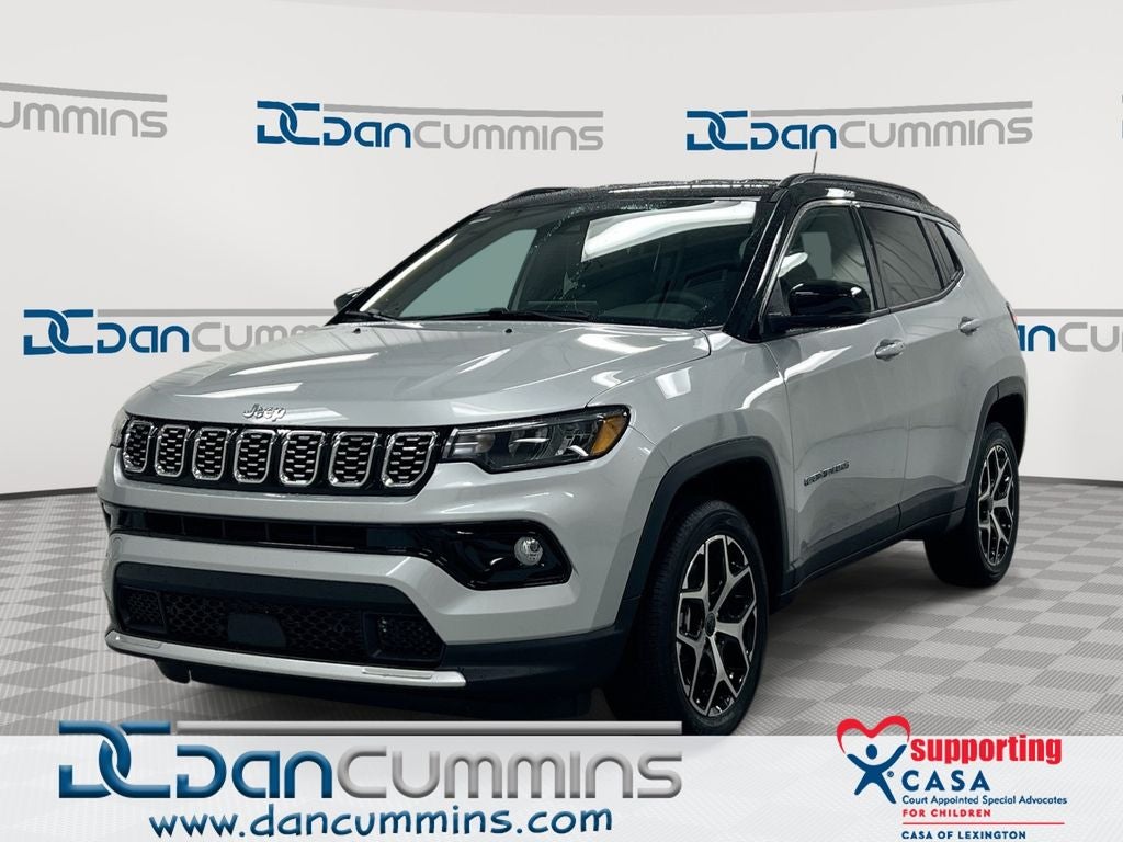2026 Jeep Compass Limited in Silver Zynith Metallic Clear-Coat Exterior Paint — front three-quarter view