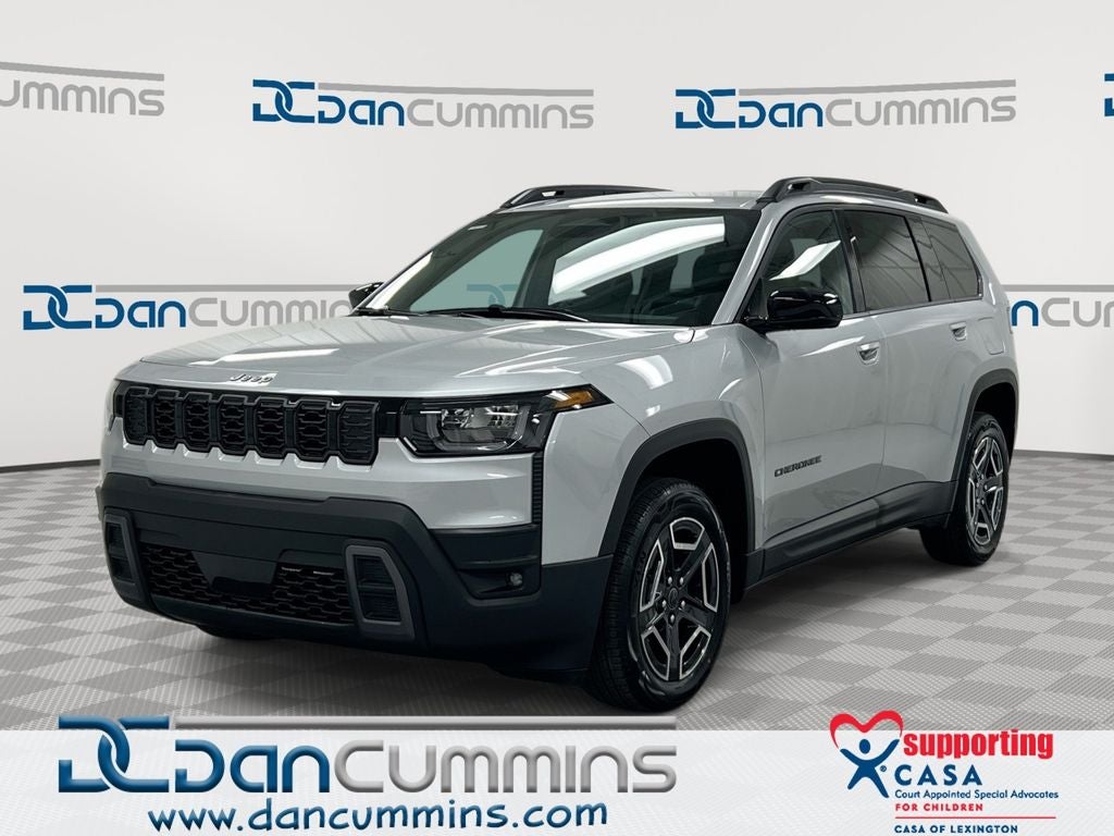 2026 Jeep Cherokee Laredo in Silver Zynith Clear-Coat Exterior Paint — front three-quarter view