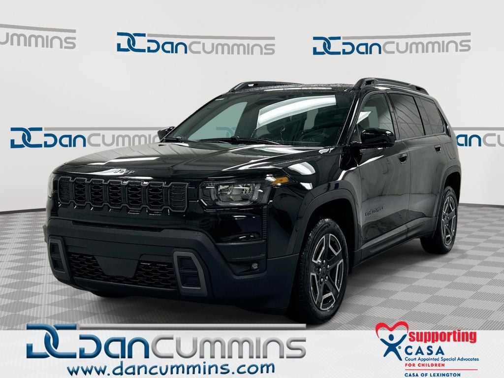 2026 Jeep Cherokee Laredo in Diamond Black Crystal Pearl-Coat Exterior Paint — front three-quarter view