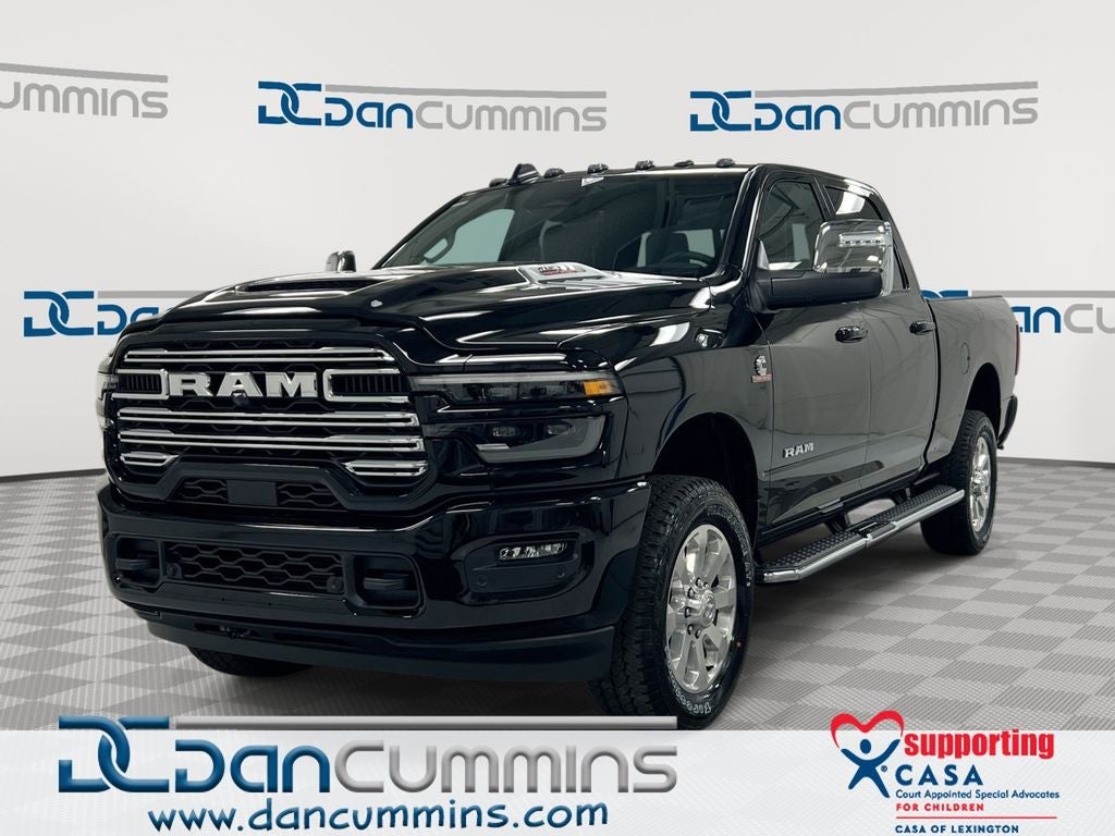 2026 RAM 2500 Laramie in Diamond Black Crystal Pearl-Coat Exterior Paint — front three-quarter view