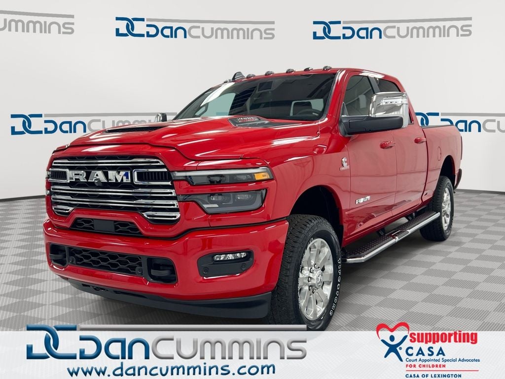 2026 RAM 2500 Laramie in Flame Red Clear-Coat Exterior Paint — front three-quarter view