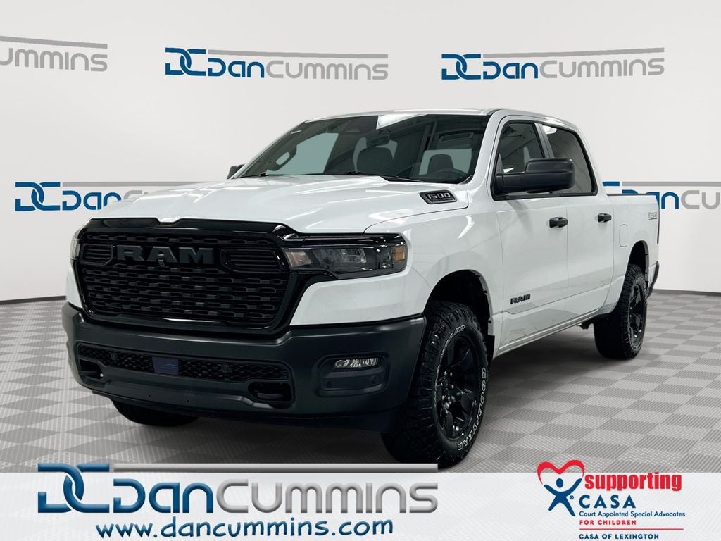 2026 RAM 1500 Warlock in Bright White Clear-Coat Exterior Paint — front three-quarter view