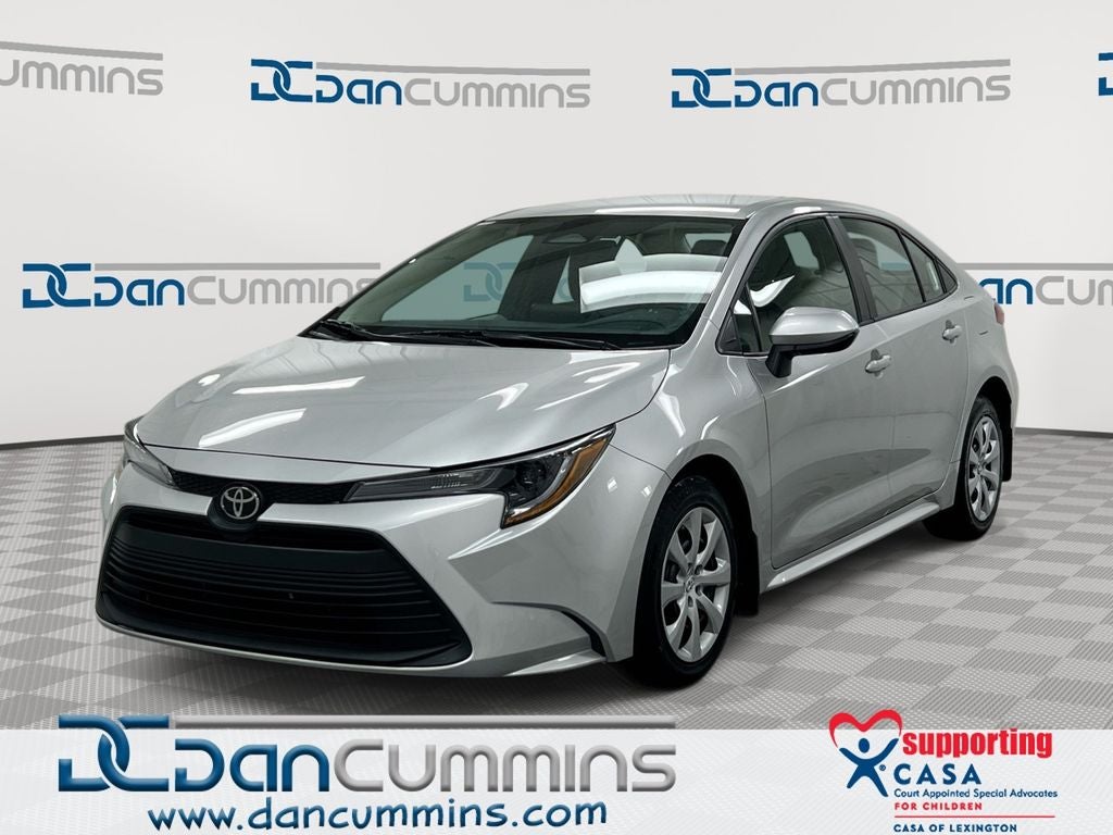 2024 Toyota Corolla LE in Classic Silver Metallic — front three-quarter view