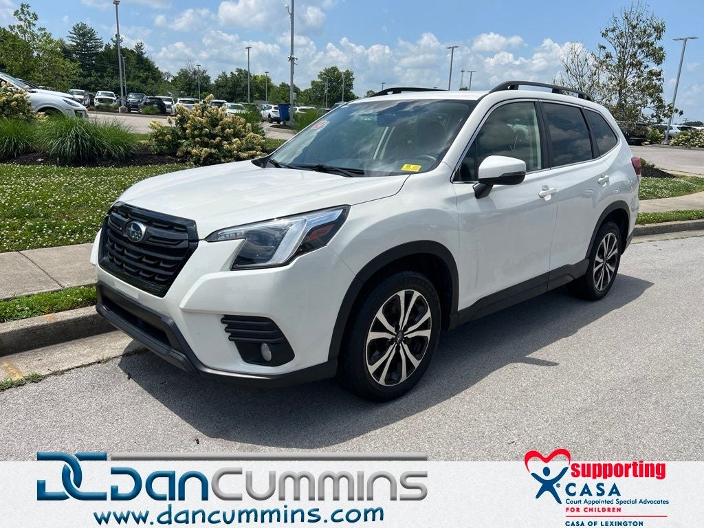 2022 Subaru Forester Limited in Crystal White Pearl — front three-quarter view