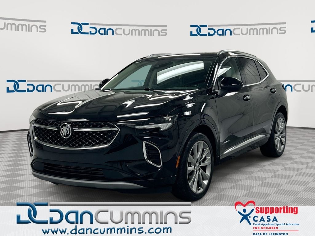 2023 Buick Envision Avenir in Ebony Twilight Metallic — front three-quarter view