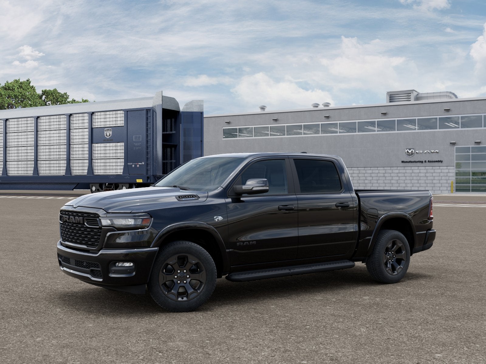 2026 RAM 1500 Big Horn/Lone Star in Diamond Black Crystal Pearl-Coat Exterior Paint — front three-quarter view