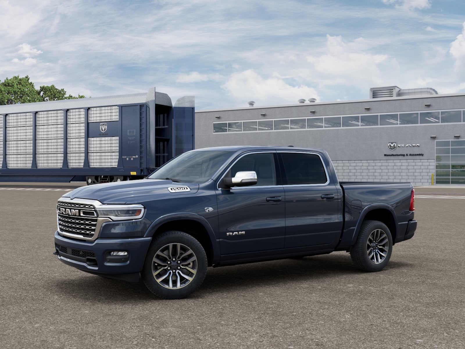2026 RAM 1500 Limited in Forged Blue Metallic Exterior Paint — front three-quarter view