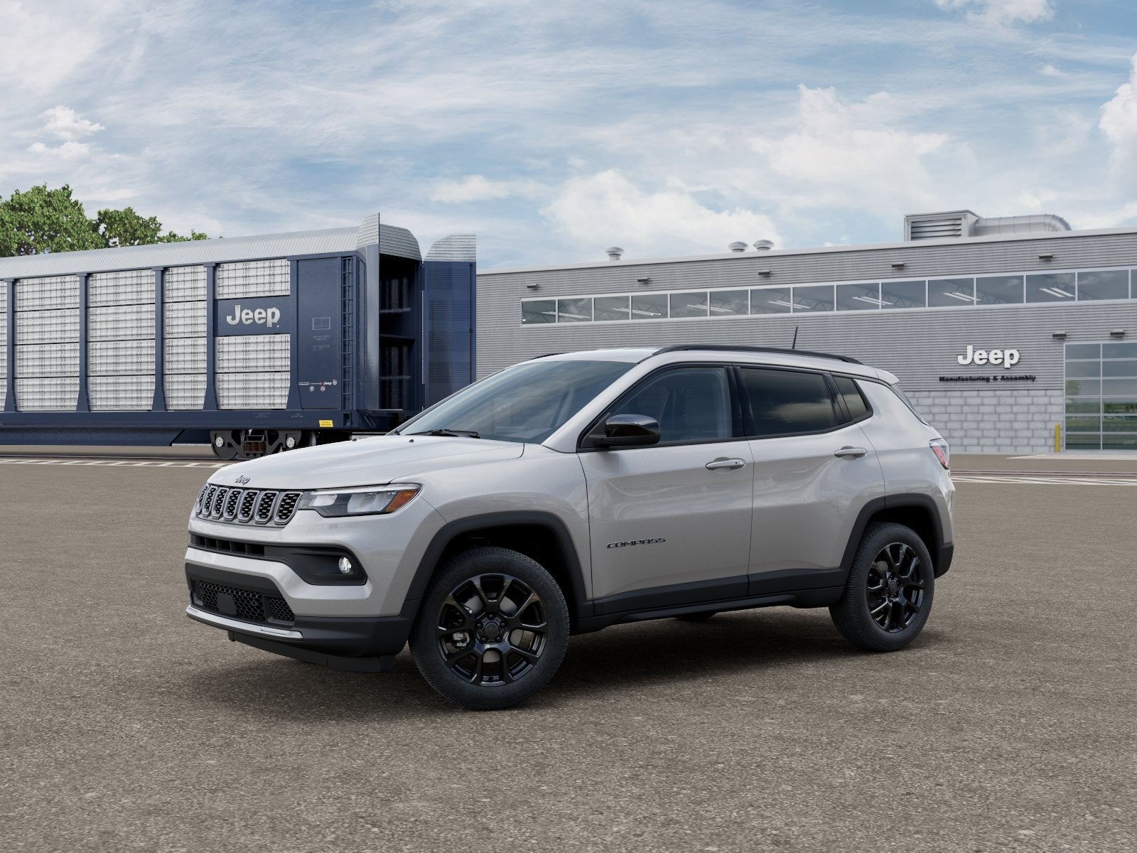 2026 Jeep Compass Latitude in Silver Zynith Metallic Clear-Coat Exterior Paint — front three-quarter view