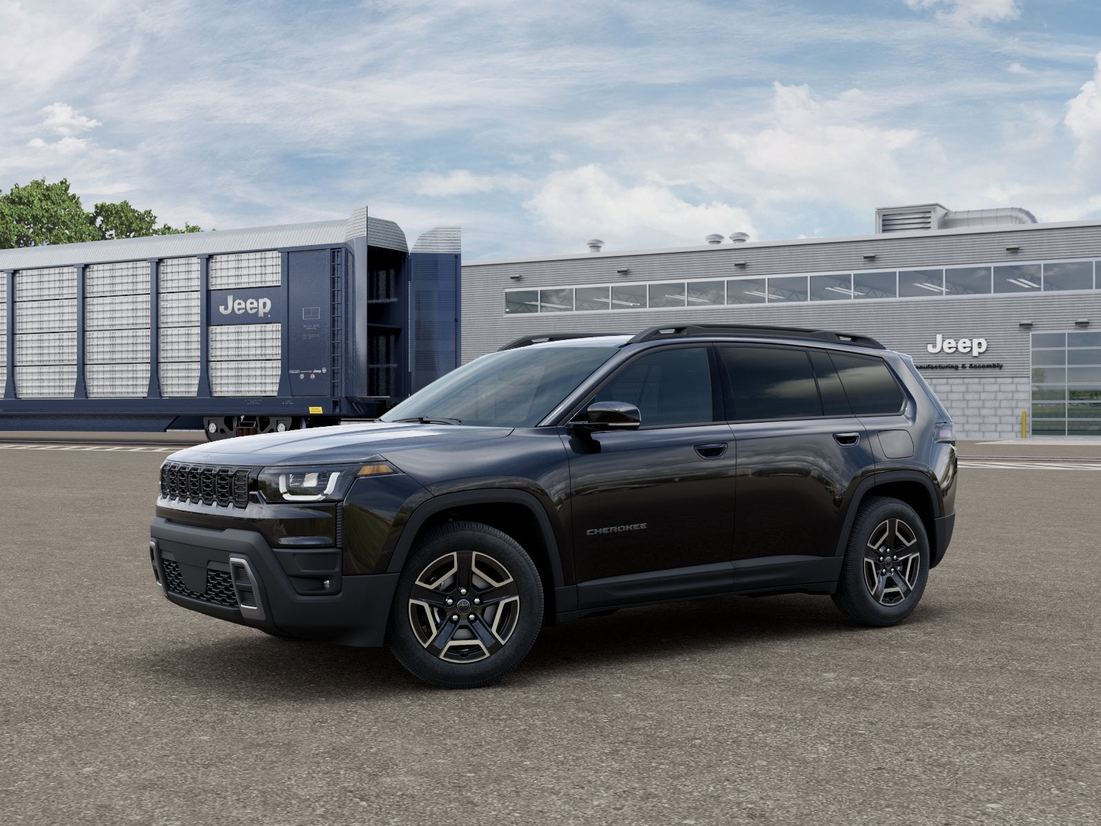 2026 Jeep Cherokee Limited in Diamond Black Crystal Pearl-Coat Exterior Paint — front three-quarter view